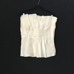 White House Black Market Strapless Corset 100% Silk Top Cream Size 10-New